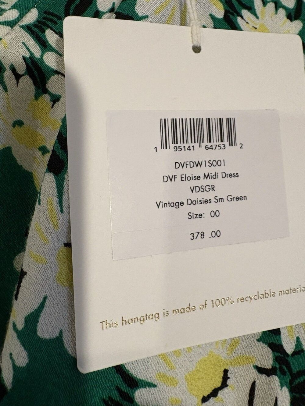 Diane Von Furstenberg womens Eloise Faux Wrap Midi Dress sz 00 Green Floral $378 - Picture 7 of 9